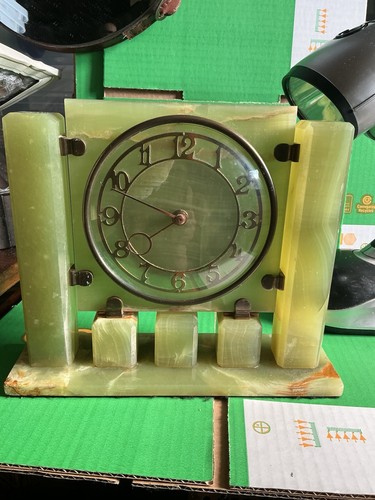 Art deco green marble mantle - art,