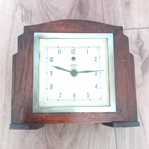 Temco wooden mantel clock art - temco,