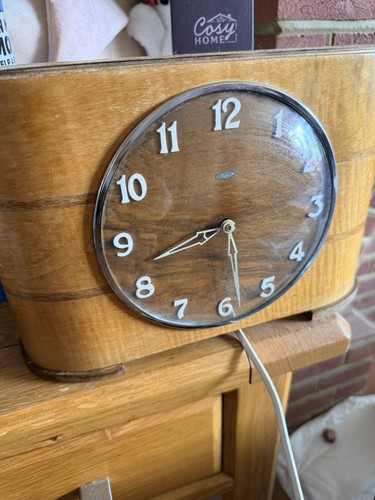 Vintage wooden art - wooden, clock