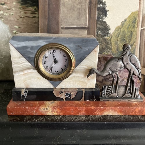 Art deco clock with herons - clock,