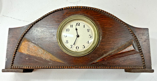 Art deco oak mantel clock - art,