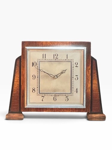 Art deco oak mechanical mantle - art,