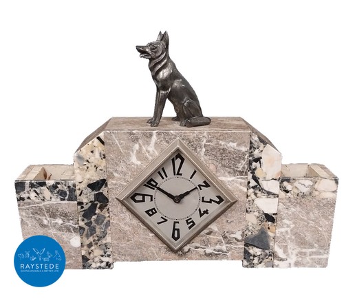 Art deco marble mantel clock - marble,