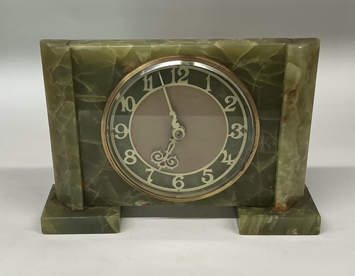 Art deco green onyx - art, clock