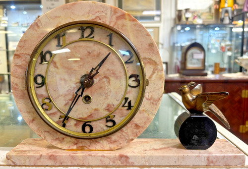 Art deco marble mantle clock - mantle,