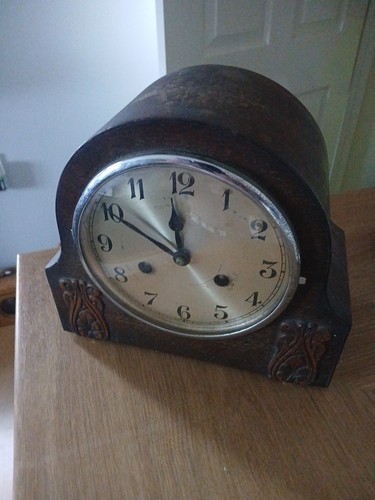 Vintage wooden mantle - mantle, clock
