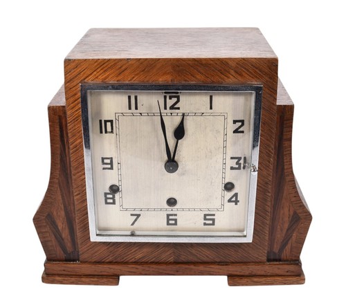 Art deco wooden mantel clock - wooden,