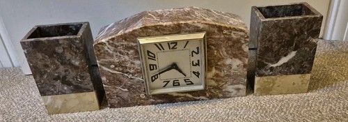 Art deco marble mantel clock - deco,