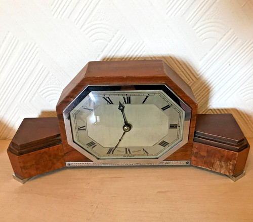 Art deco period walnut mantle - period,